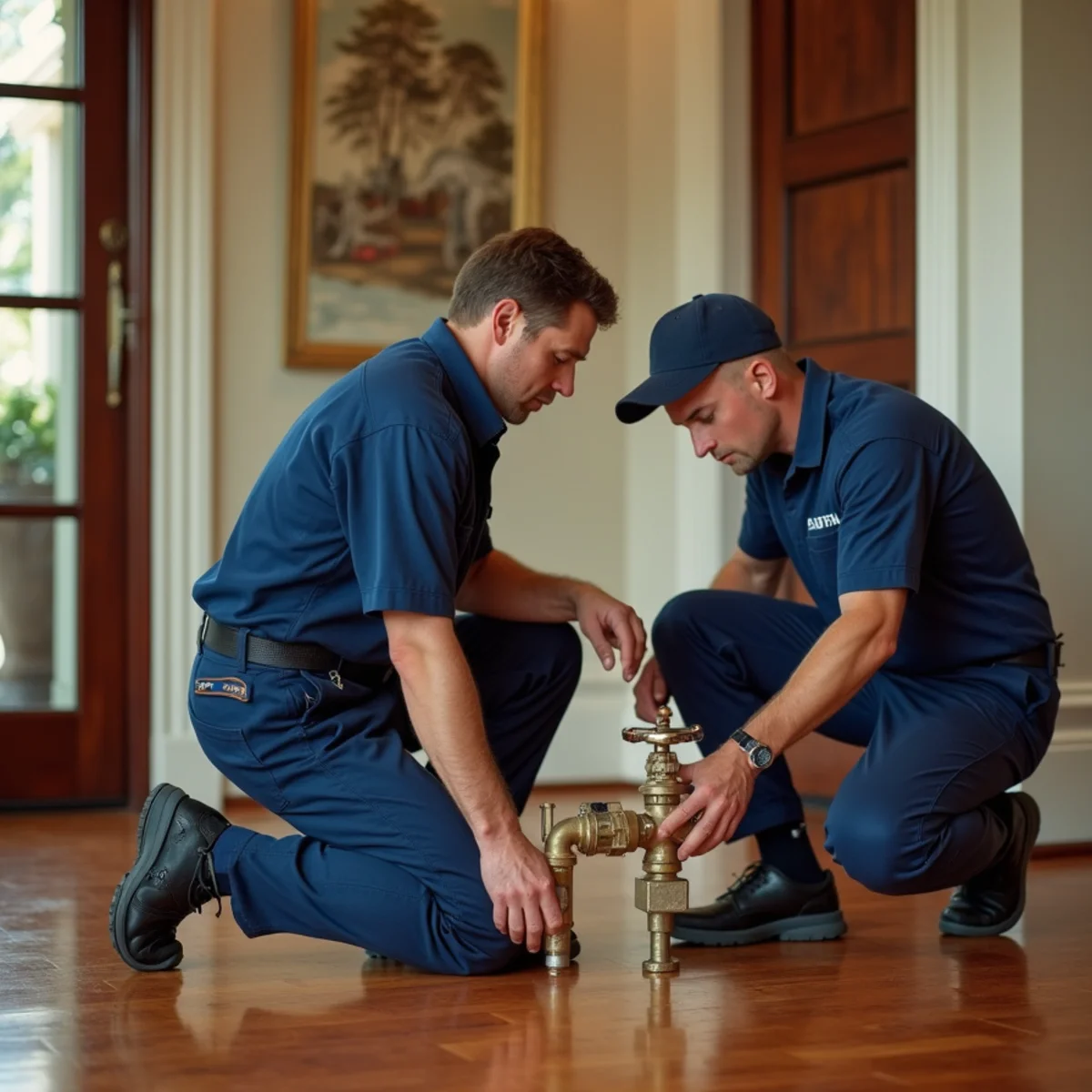 Emergency burst pipe water shutoff and floor protection in Southlake estate