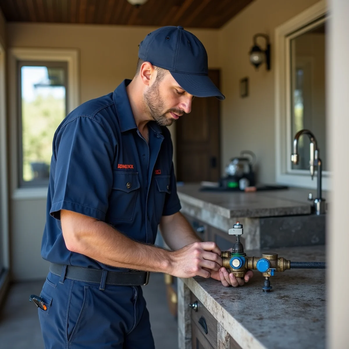 Freeze-proof outdoor kitchen plumbing and gas line installation in Southlake TX