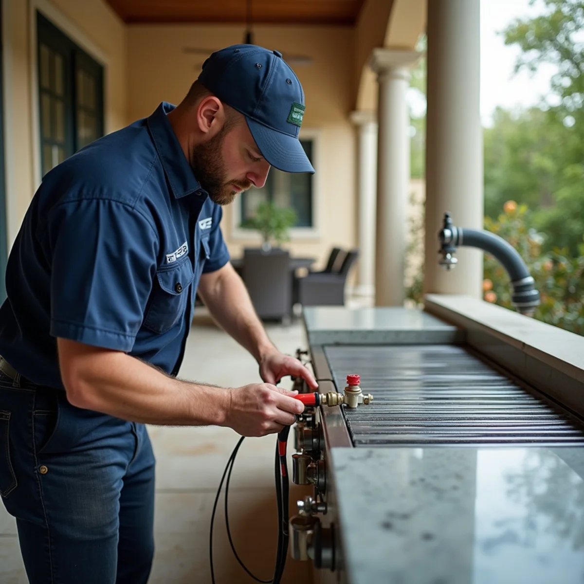 Master plumber testing outdoor gas line pressure for Southlake permit