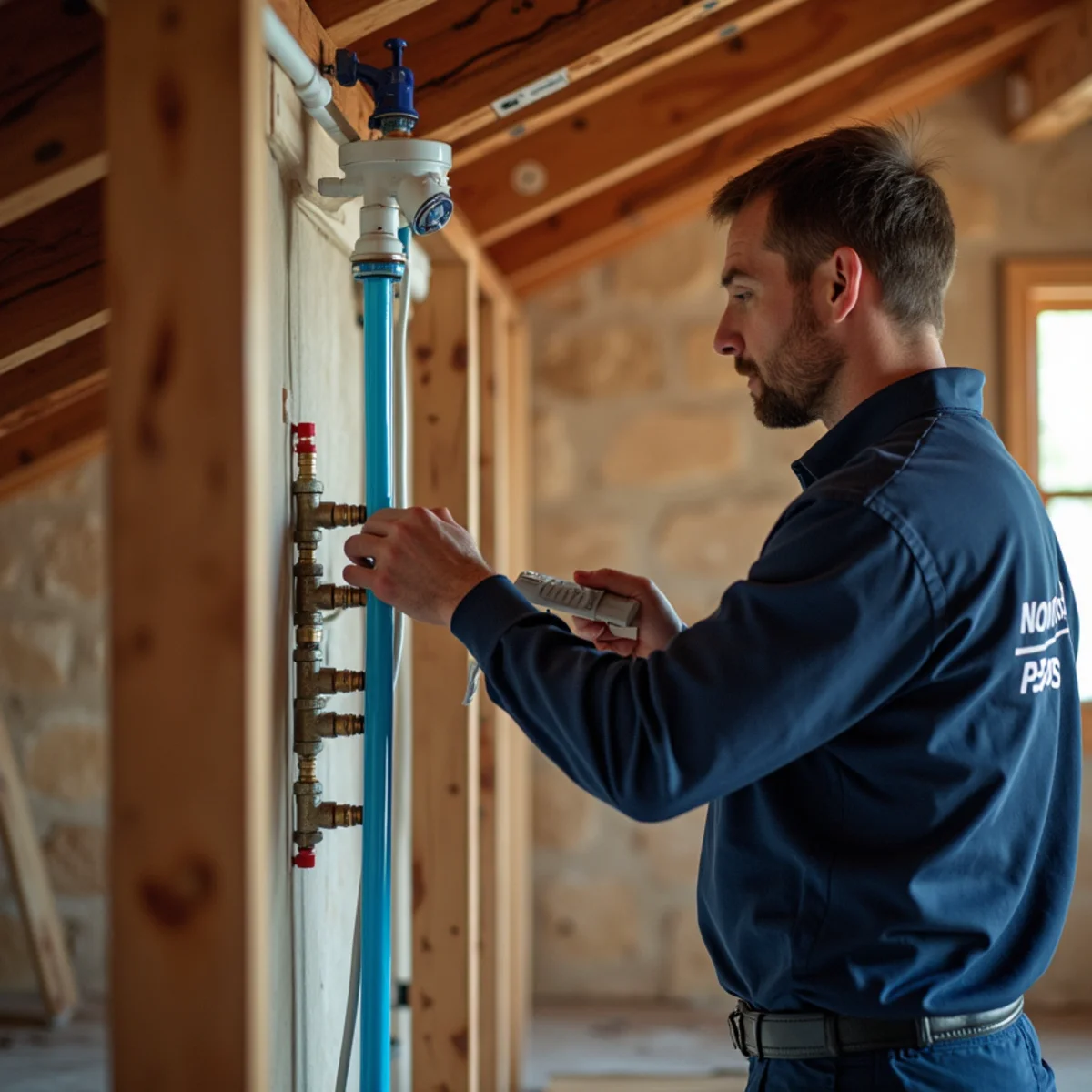 Uponor PEX-A manifold repiping installation in luxury residence