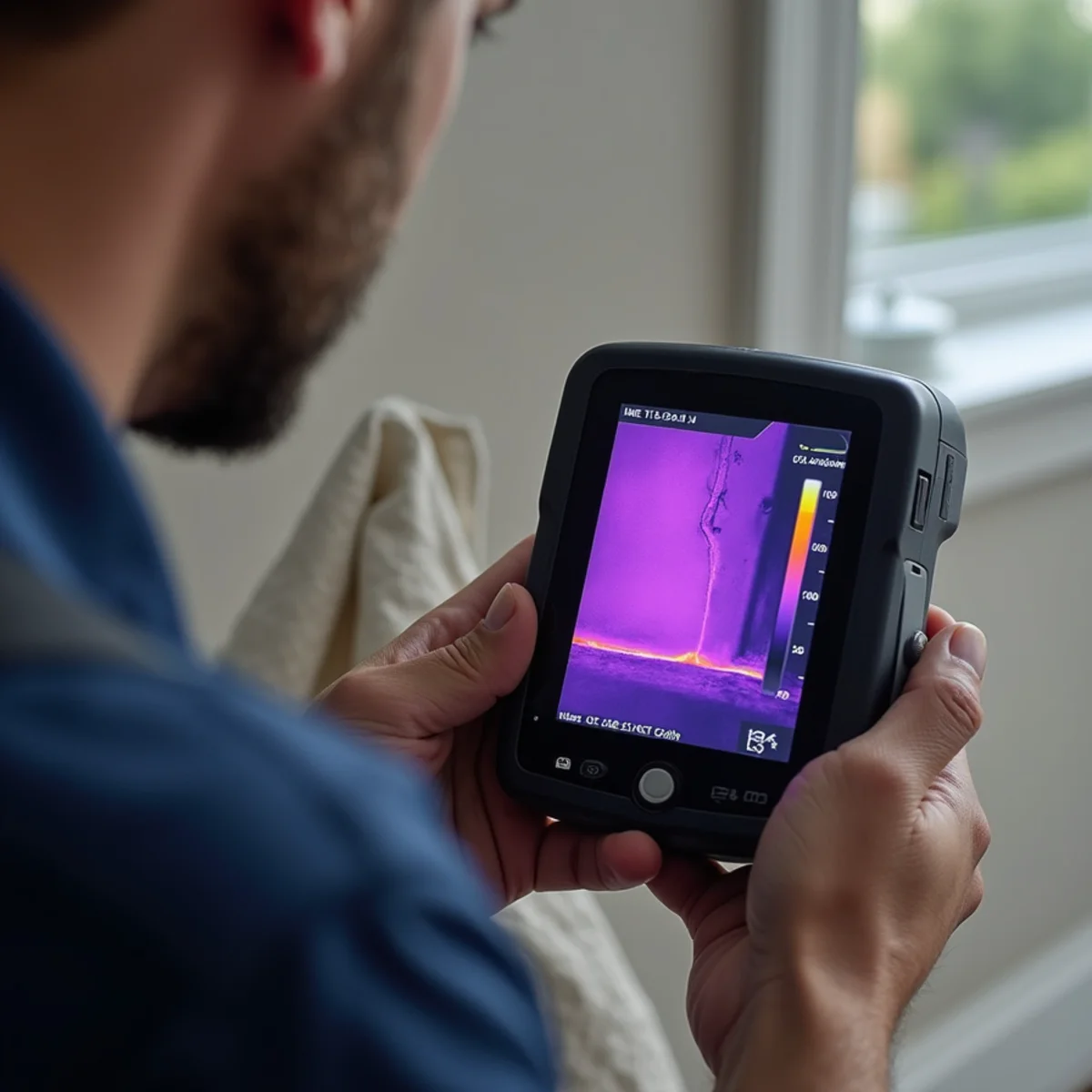 Master plumber performing non-invasive leak detection diagnostics in Southlake TX