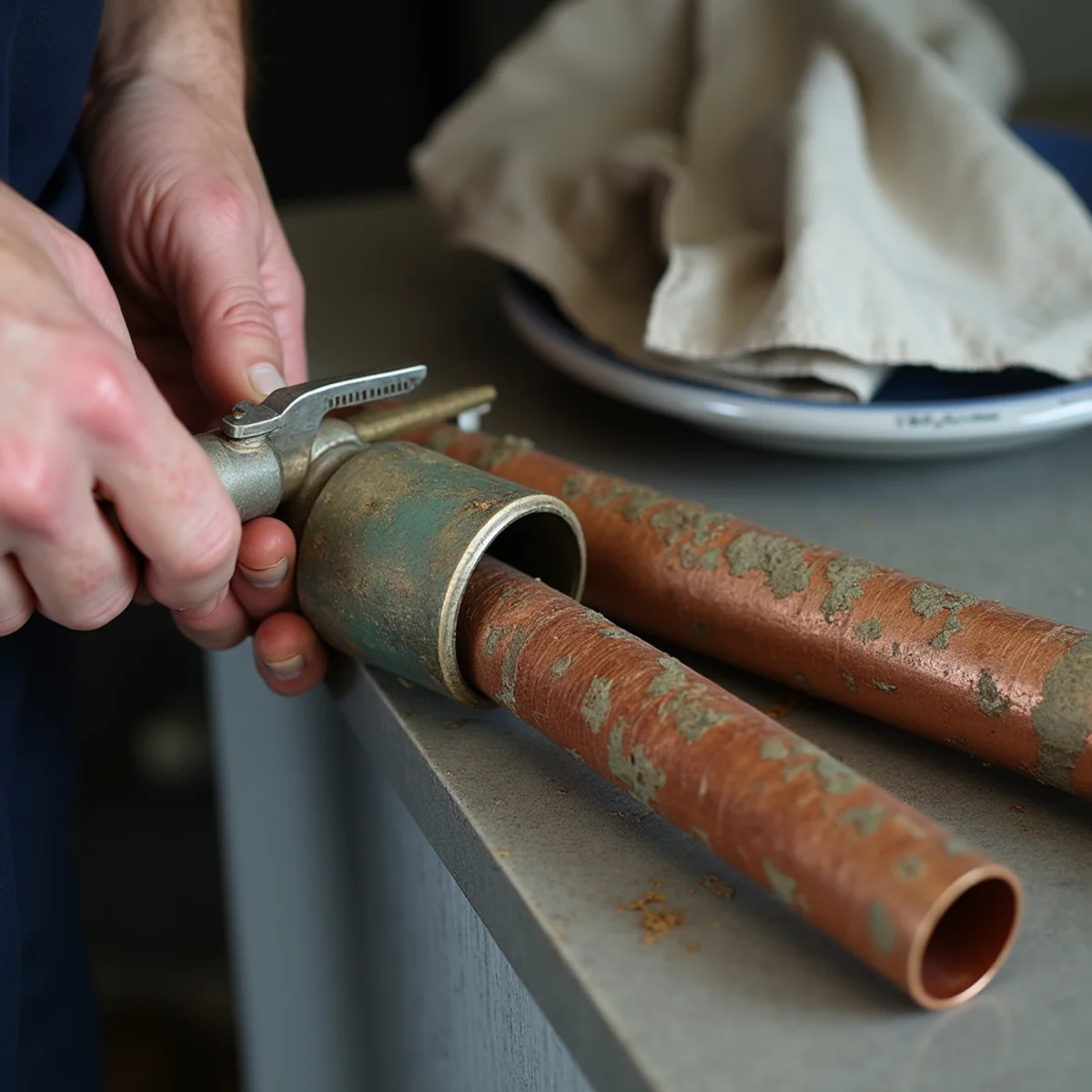 Master plumber performing whole-home repiping diagnostics in Southlake TX