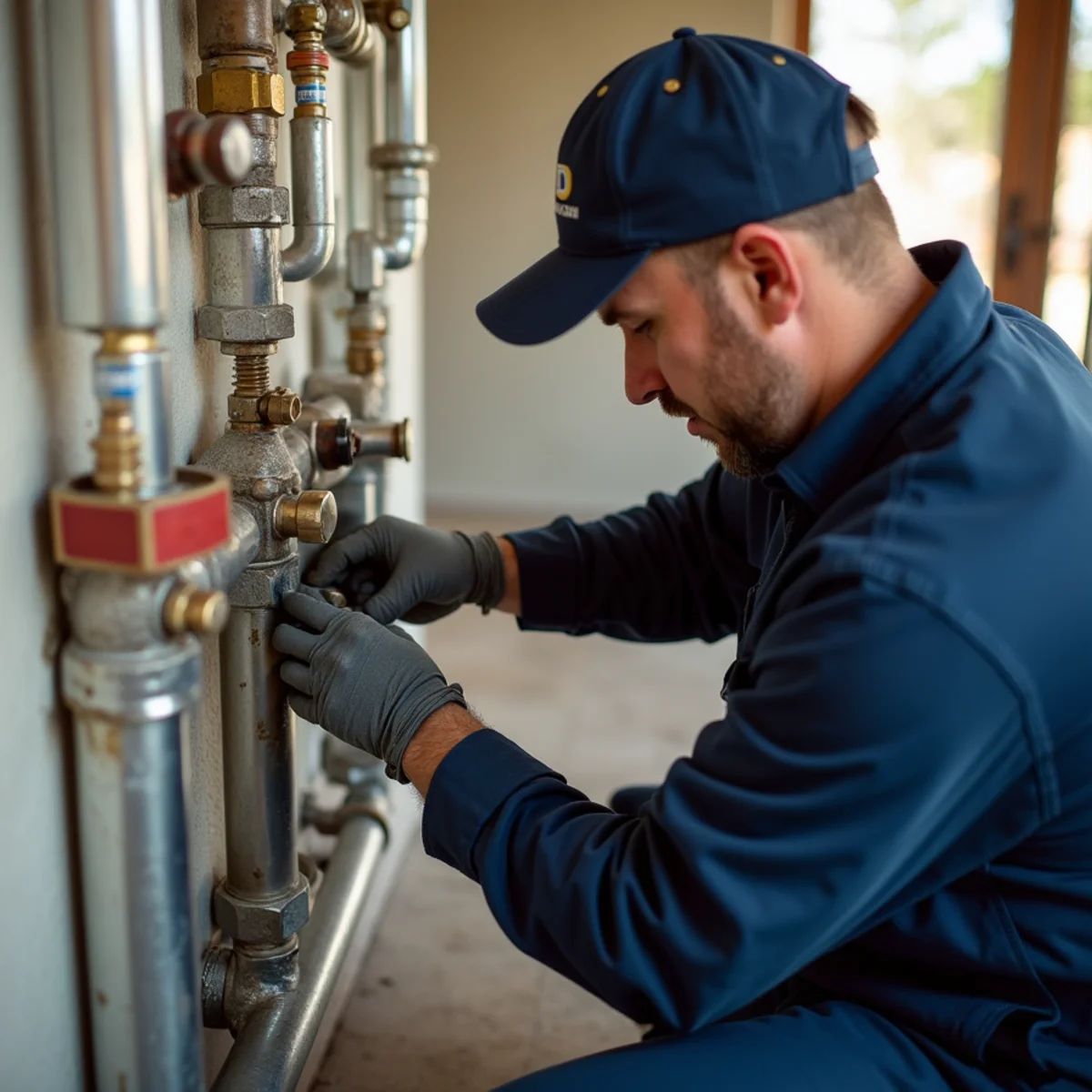 Town Square Plumbing master technician on site in Justin TX