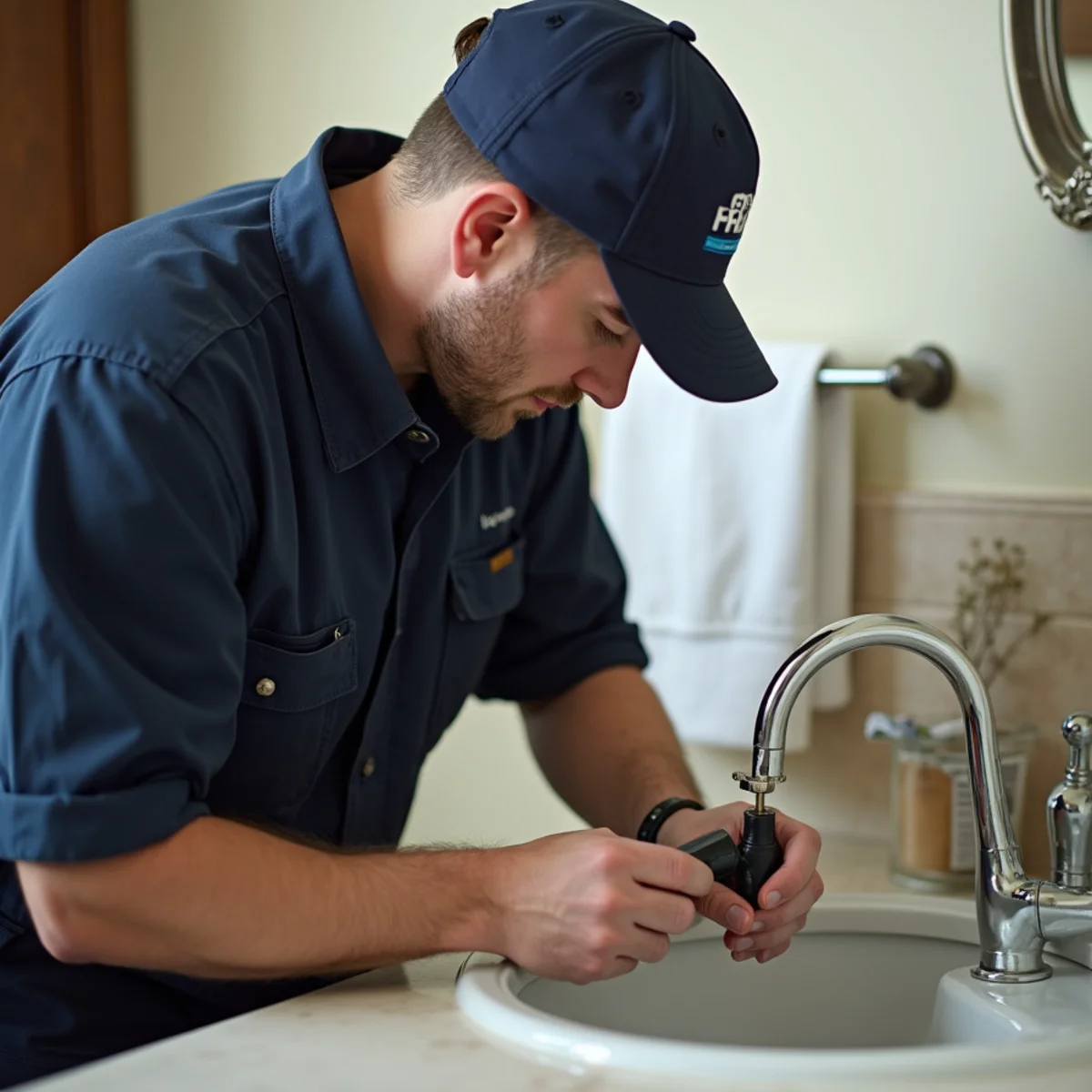 Town Square Plumbing master technician on site in Pelican Bay TX