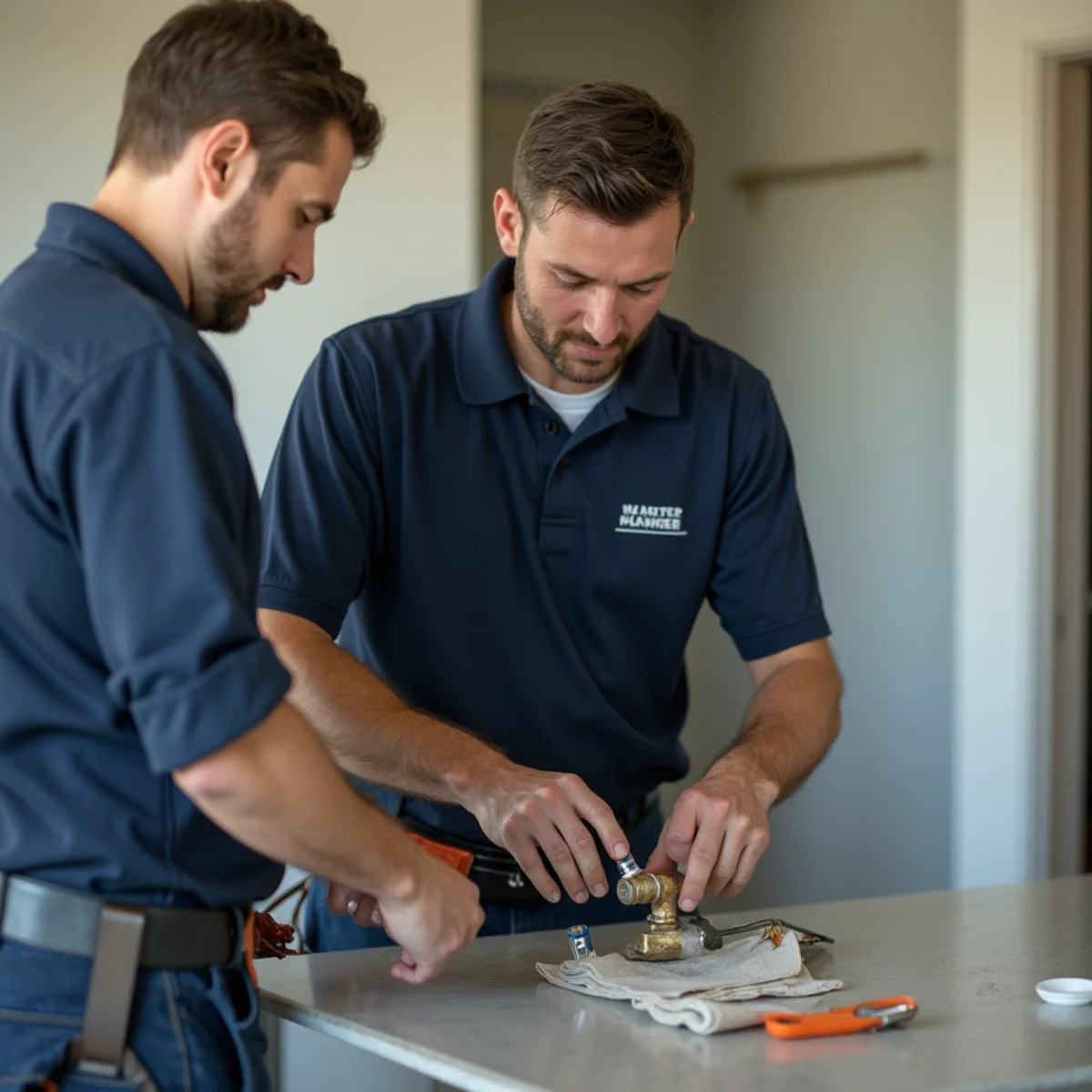 Town Square Plumbing master technician on site in Rhome TX