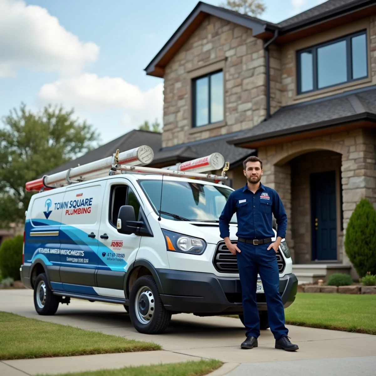 Town Square Plumbing Co service vehicle in Saginaw TX