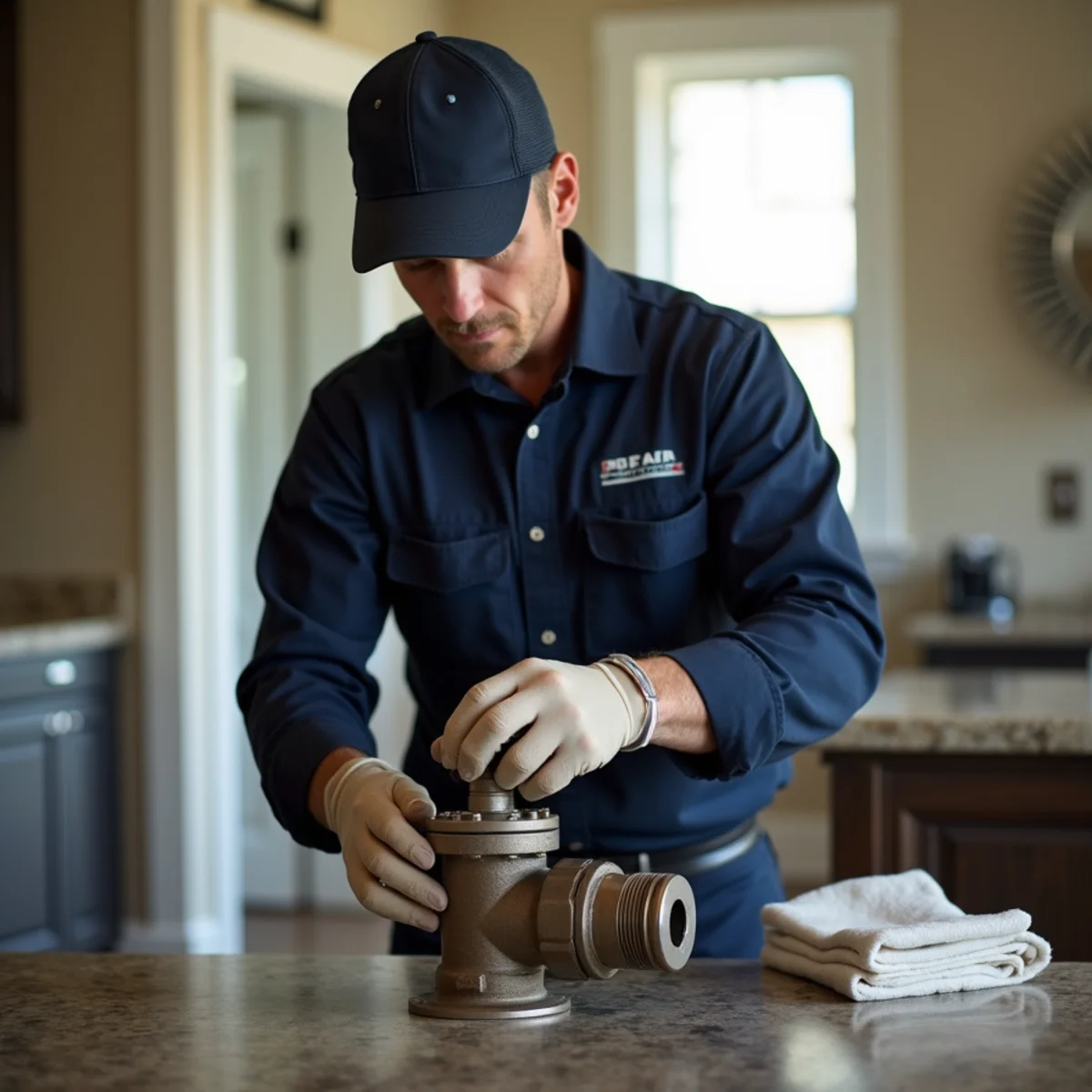 Town Square Plumbing master technician on site in Stephenville TX