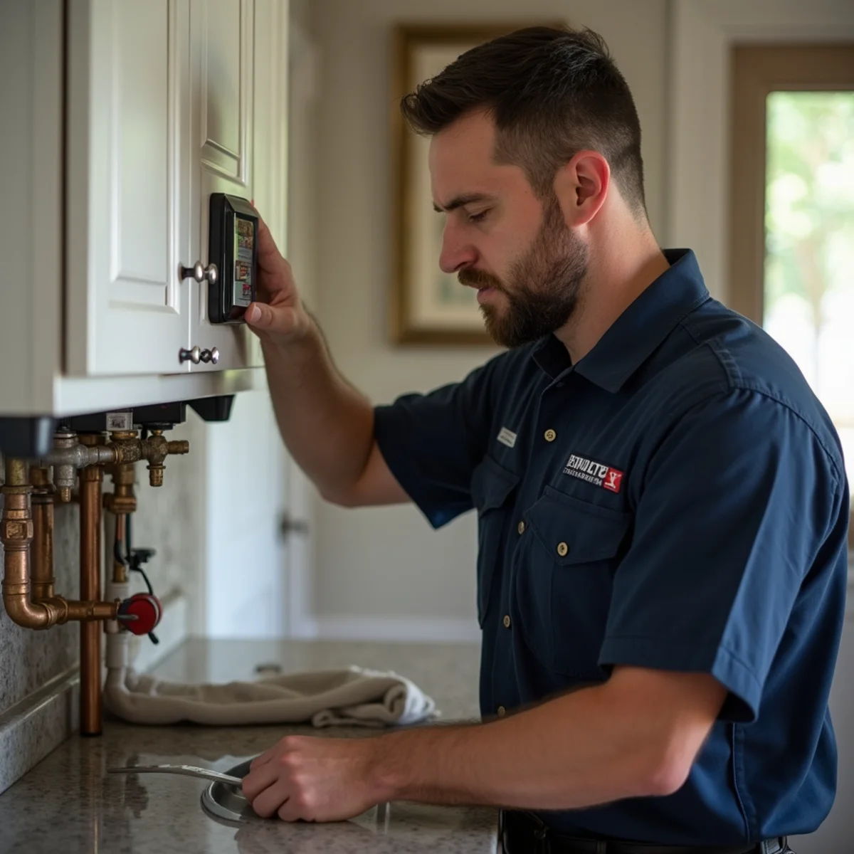 Town Square Plumbing master technician on site in Westworth Village TX