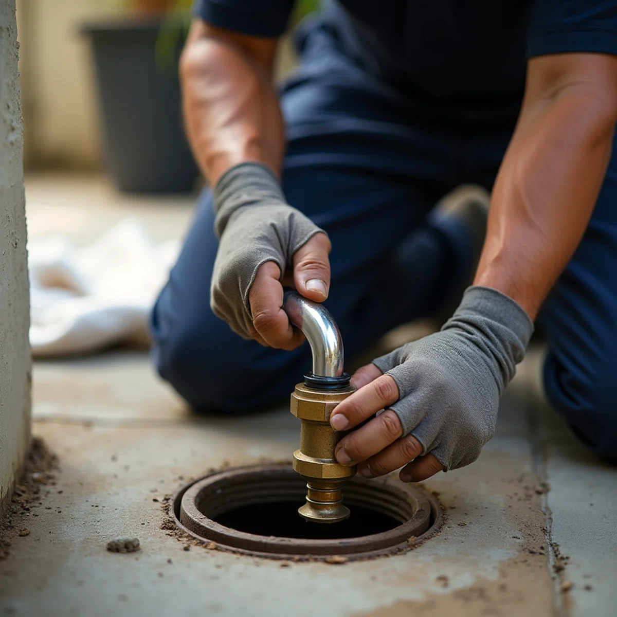 Master plumber performing sewer backup & biohazard cleaning diagnostics in Southlake TX