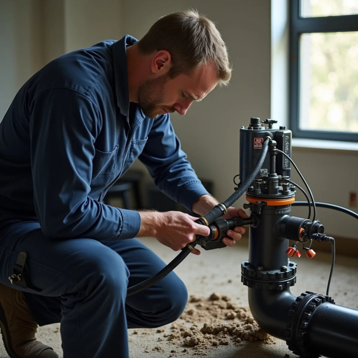 Precision sewer line repair & replacement tooling and equipment in Southlake home