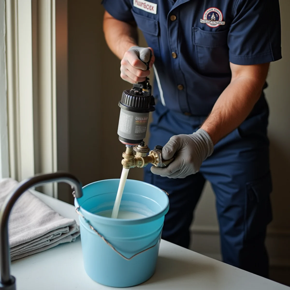 Master plumber performing water heater repair & installation diagnostics in Southlake TX